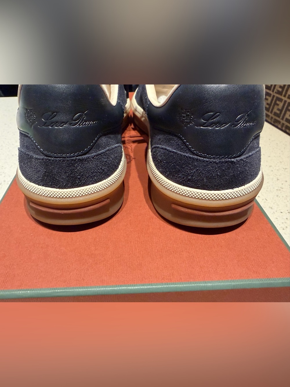 ❌SOLD❌ Loro Piana tennis walk Navy Suede Low-Top Sneakers with Cream Trim - 38 - Picture 7 of 10
